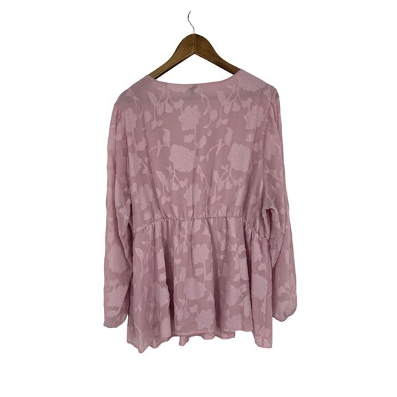 Torrid Babydoll Clip Floral V Neck LongSleeve Top Women's Size 3X - Picture 6 of 9